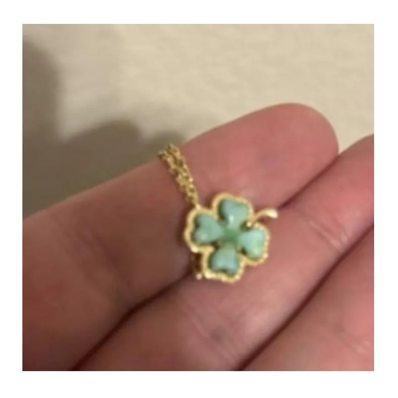 Double-sided Four-leaf Flower Necklace Female Real Gold Electroplating Does Not Fade Fashionable Light Luxury Versatile Jewelry