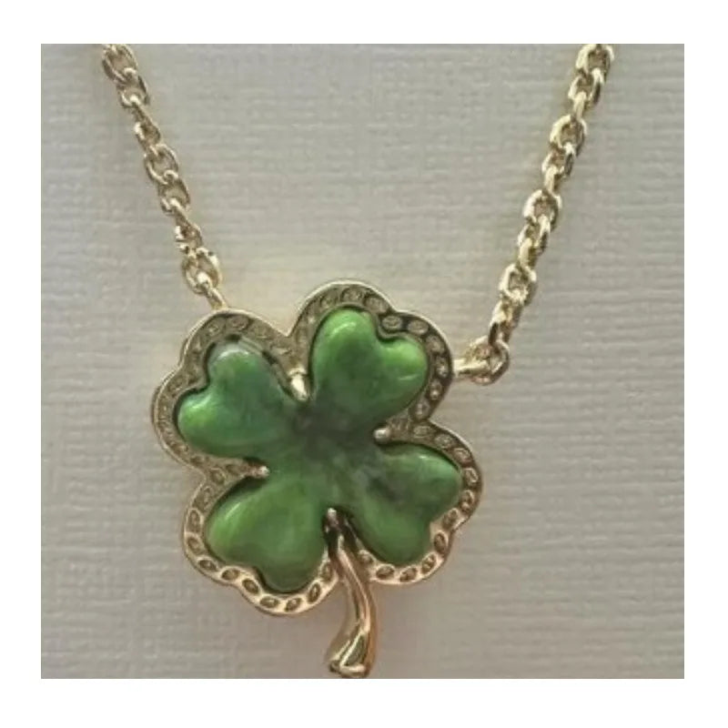 Double-sided Four-leaf Flower Necklace Female Real Gold Electroplating Does Not Fade Fashionable Light Luxury Versatile Jewelry