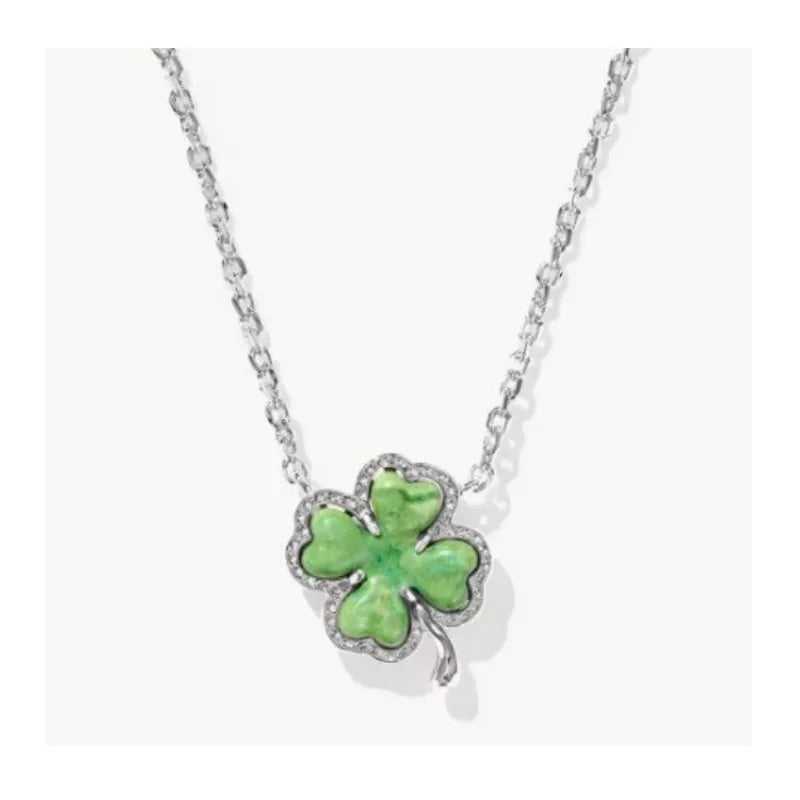 Double-sided Four-leaf Flower Necklace Female Real Gold Electroplating Does Not Fade Fashionable Light Luxury Versatile Jewelry